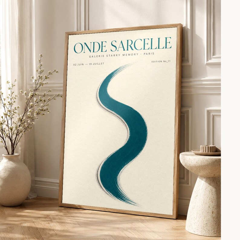 Türkiswelle | Abstrakte Wandkunst | Modernes Galerieposter | Minimalistischer Druck | Gedruckt & Versand Bild 1