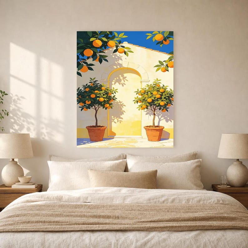 Mediterranean Orange Tree Kitchen Print | Dolce Vita Italian Wall Art Print | Dining Room Summer Decor image 7