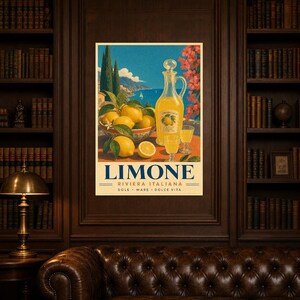Italian Lemons Wall Art Print | Limoncello Kitchen Print | Amalfi Lemon Poster | Vintage Dolce Vita Decor | Mediterranean Citrus Art image 5