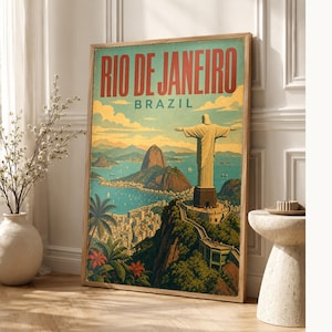 Rio de Janeiro Travel Poster | Vintage Rio Print | Brazilian Wall Art | Printed & Shipped image 1