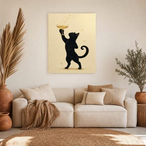 Arte de pared de champán de gato negro | Póster Coupé dorado | Impresión del carrito de la barra | Decoración de celebración del Chic Noir C imagen 7