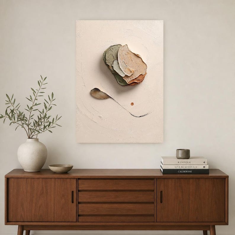 Wandbild im Wabi-Sabi-Stil | Organisches, abstraktes Poster mit Struktur | Warmer, minimalistischer Kunstdruck fürs Wohnzimmer Bild 2
