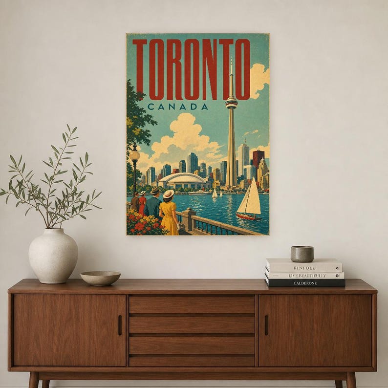 Toronto-Reiseposter | Vintage-Druck des CN Tower | Wandbild für Kanada | Gedruckt & Versand Bild 2