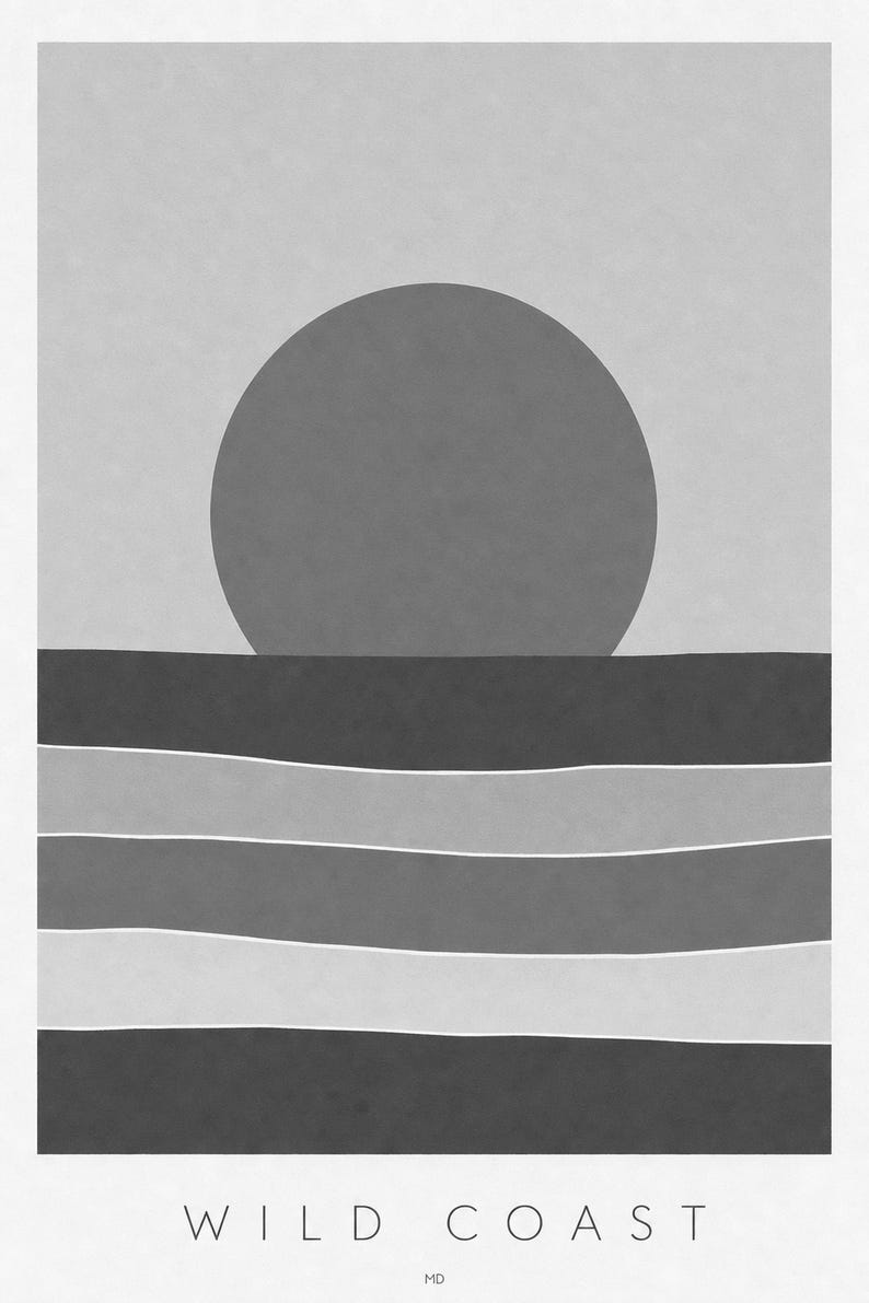 Rust Sun Coastal Cliffs Wall Art Print | Minimalist Named Sun Poster | Cut-Paper Mid-Century Print | Blush Boho Decor image 10