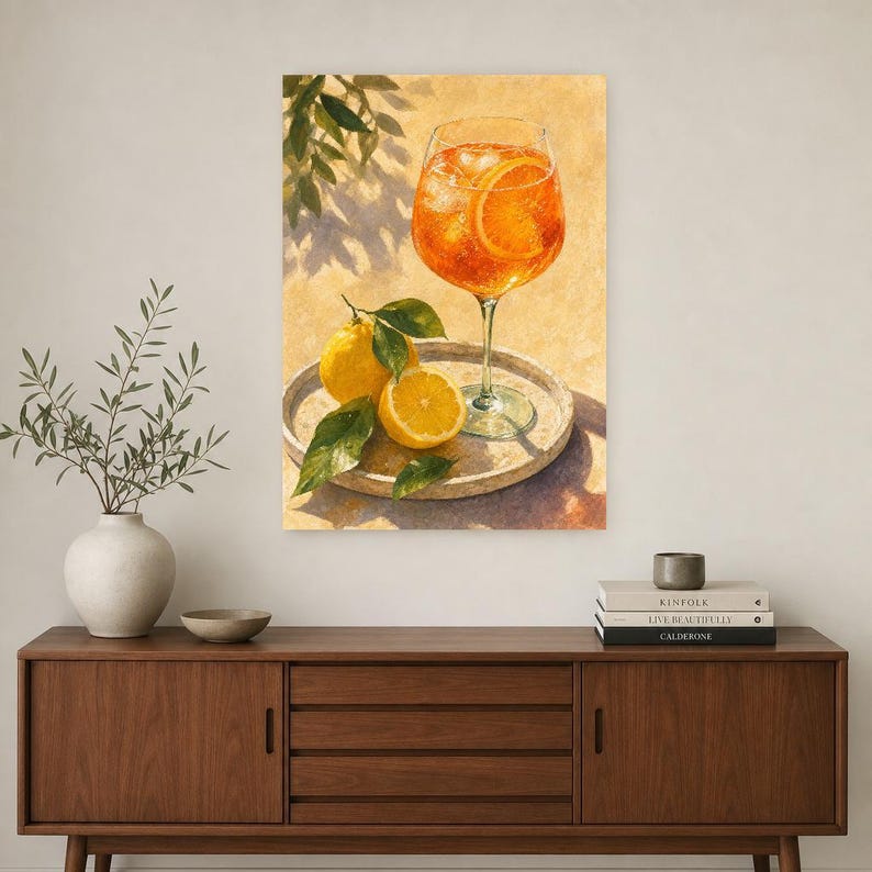Orange Spritz Lemon Wall Art | Bright Aperitivo Food Still Life Poster | Kitchen Wall Art Print | Bar Cart Decor image 2