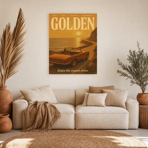 Póster retro dorado | Impresión de arte de pared vintage de los años 70 | Impresión de revista estética ? Regalo de decoración retro de medi imagen 11