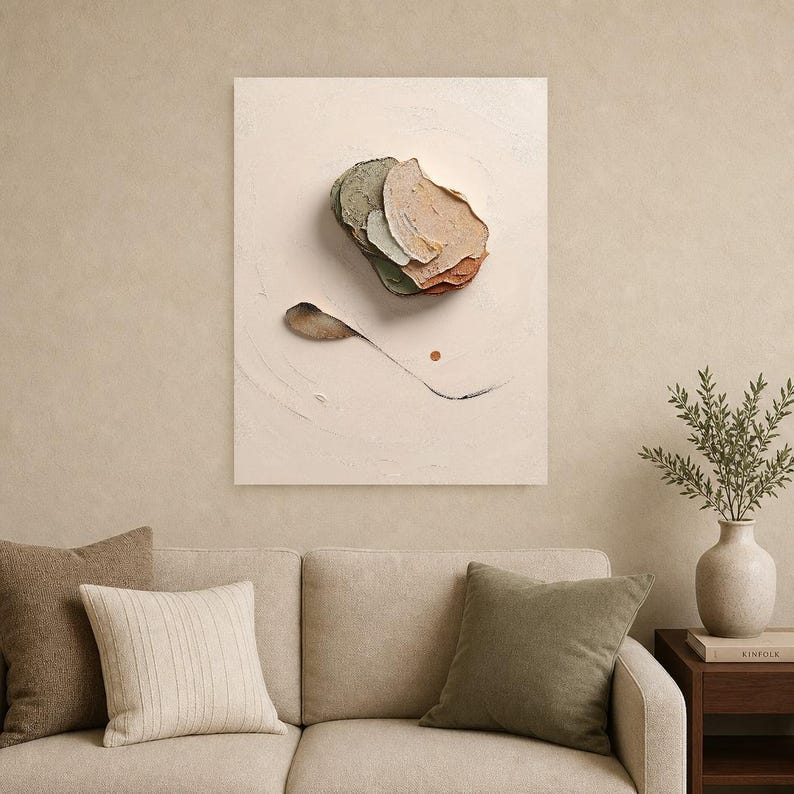 Wandbild im Wabi-Sabi-Stil | Organisches, abstraktes Poster mit Struktur | Warmer, minimalistischer Kunstdruck fürs Wohnzimmer Bild 9