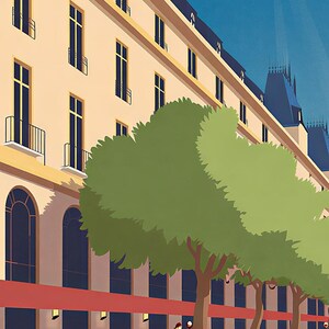 Peacock Blue Paris Travel Wall Art | Art Deco Poster | Parisian Palace Print image 3
