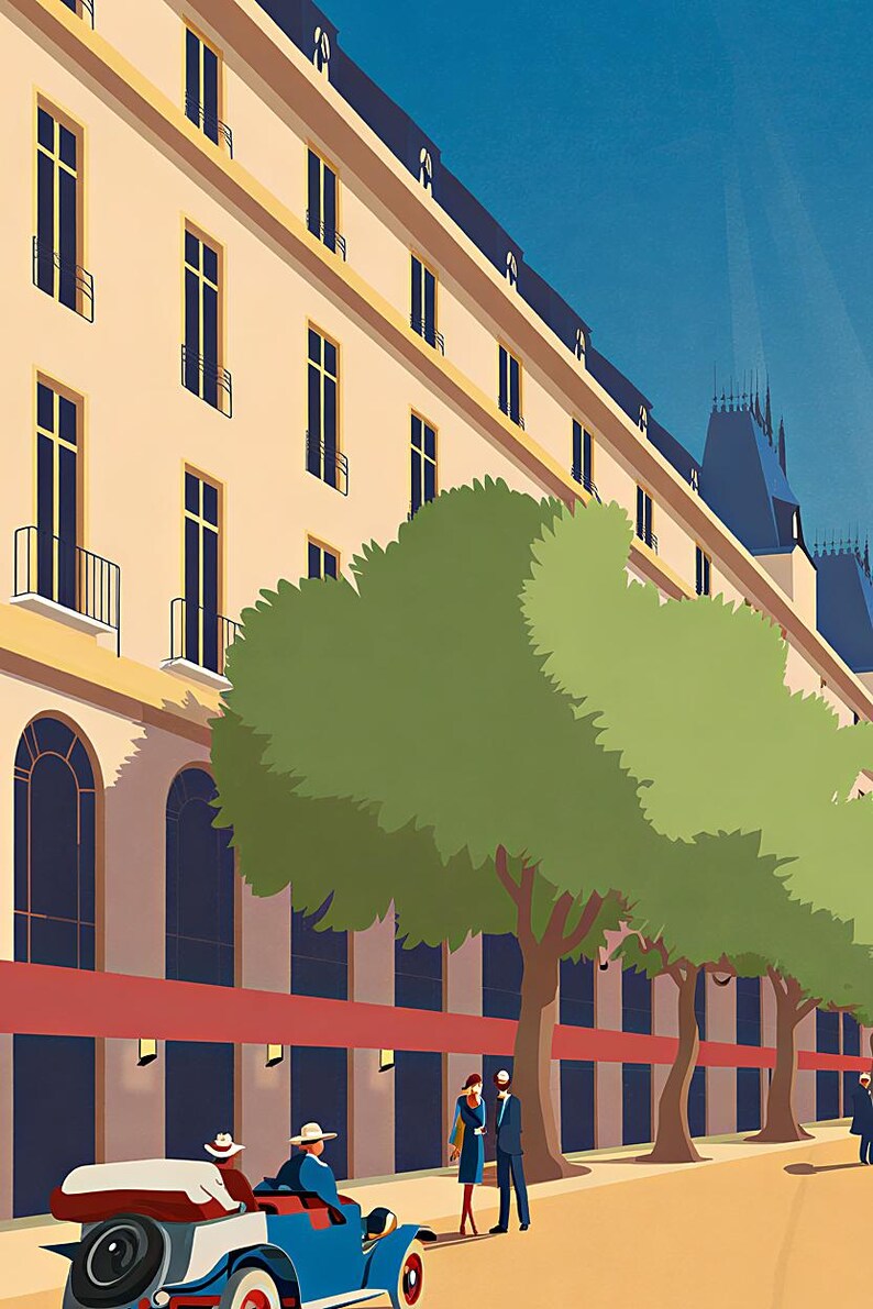Peacock Blue Paris Travel Wall Art | Art Deco Poster | Parisian Palace Print image 3