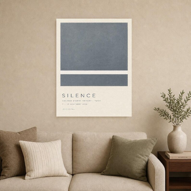 Cisza | Abstrakcyjna sztuka ścienna | Nowoczesny plakat galeryjny | Minimalistyczny wydruk | Wydruk i wysyłka zdjęcie 9