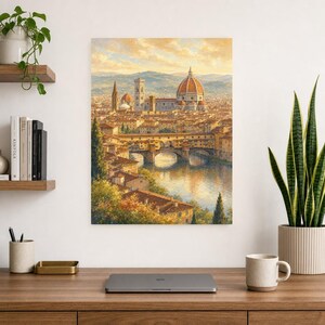 Florence Travel Poster | Soft Painting Italy Wall Art | Duomo and Arno Tuscany Print | Printed & Shipped image 8