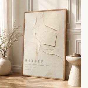 Relief | Abstract Wall Art | Modern Gallery Poster | Beige Textured Minimalist Print | Printed & Shipped image 1