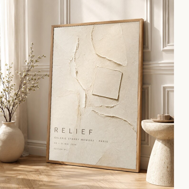 Relief | Abstract Wall Art | Modern Gallery Poster | Beige Textured Minimalist Print | Printed & Shipped image 1