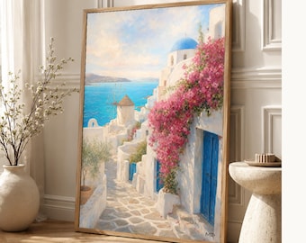 Paros Travel Poster | Soft Painting Greece Wall Art | Greek Island Cyclades Coastal Print | Printed & Shipped