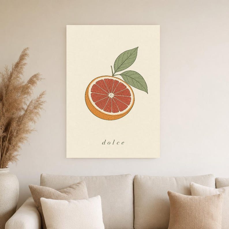 Blutorange Botanischer Wand kunstdruck | Minimalistischer Line Art Küchendruck | Italienisches Dolce-Zitrus-Poster | Mediterranes Dekor Bild 4