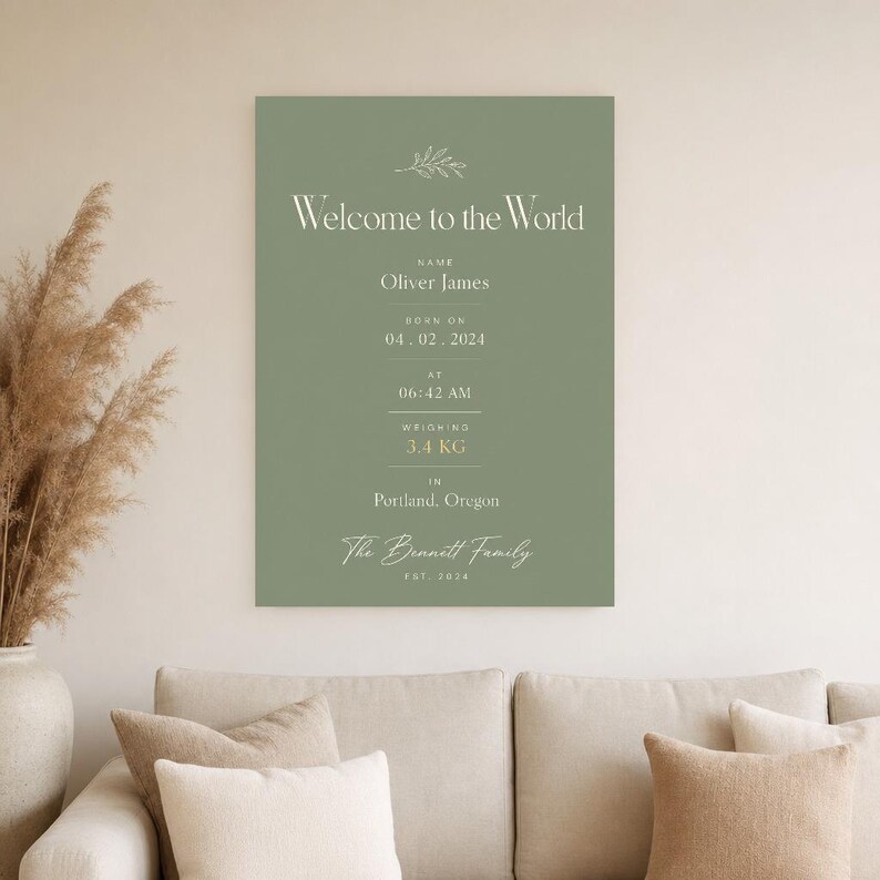 Welcome to the World Baby Wall Art Print | Personalized Birth Stats Print | New Baby Nursery Poster | Custom Birth Announcement Gift image 4