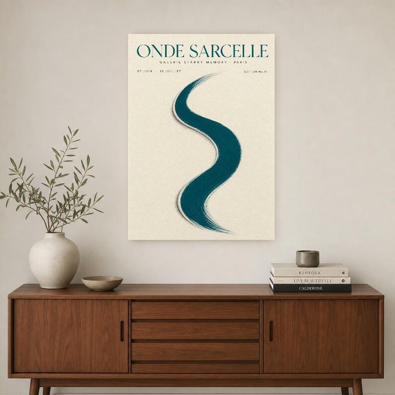 Türkiswelle | Abstrakte Wandkunst | Modernes Galerieposter | Minimalistischer Druck | Gedruckt & Versand Bild 2