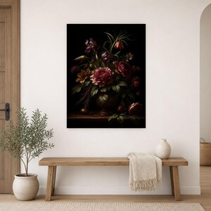 Dark Academia Botanical Wall Art | Moody Plum Floral Poster | Vintage Jewel Tone Study Room Print image 9