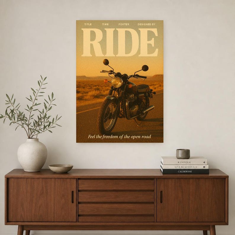 Ride Retro Poster | Vintage 70s Wall Art Print | Aesthetic Magazine Print | Mid Century Retro Decor Gift image 3