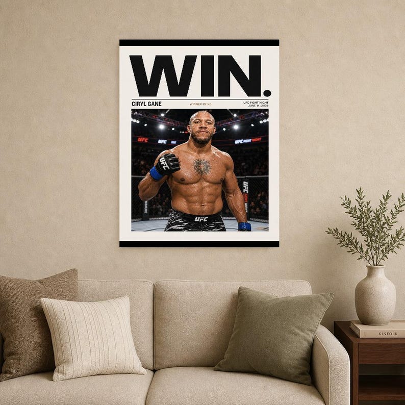 Ciryl Gane Poster | UFC Fight Night Gewinner MMA Wand kunstdruck | Achteckiges schweres Dekor Bild 9