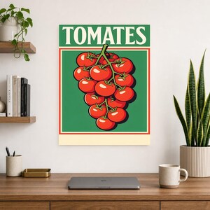 Impresión de arte de pared de cocina de tomate ? Póster retro de comida de bistró | Impresión de cocina italiana maximalista ? Decoración De imagen 13