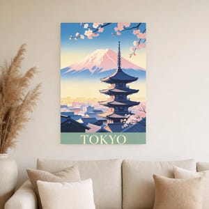 Tokyo Vintage Travel Poster | Retro Japan City Art Print | Housewarming Gift Wall Decor image 5