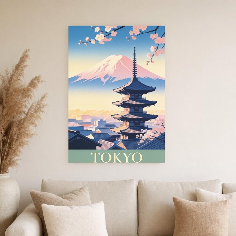 Tokyo Vintage Travel Poster | Retro Japan City Art Print | Housewarming Gift Wall Decor image 5