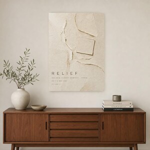 Relief | Abstract Wall Art | Modern Gallery Poster | Beige Textured Minimalist Print | Printed & Shipped image 2