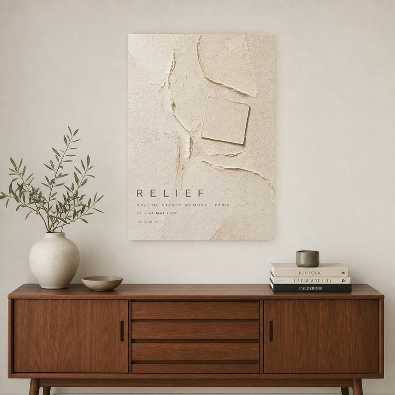 Relief | Abstract Wall Art | Modern Gallery Poster | Beige Textured Minimalist Print | Printed & Shipped image 2