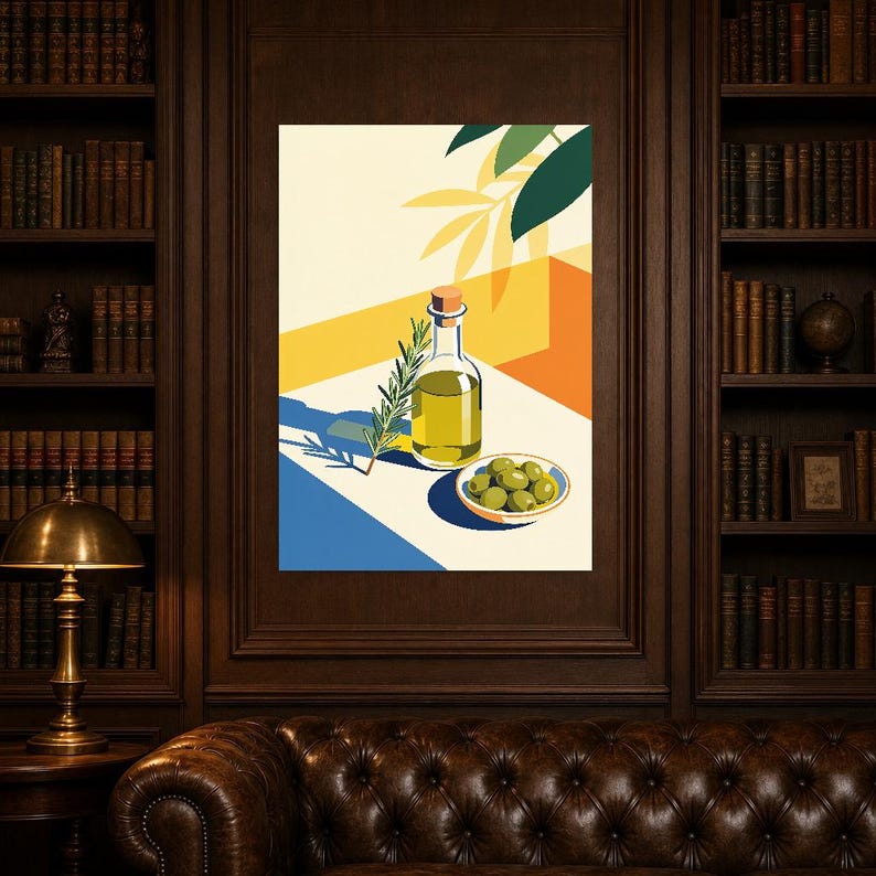 Mediterraner Olivenöl-Küchendruck | Dolce Vita Italienischer Wandkunstdruck | Esszimmer-Sommerdekoration Bild 7