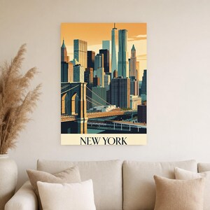 New York Vintage Reiseposter | Retro-USA-Stadt-Kunstdruck | Wanddekoration als Geschenk zur Wohnungserwärmung Bild 2
