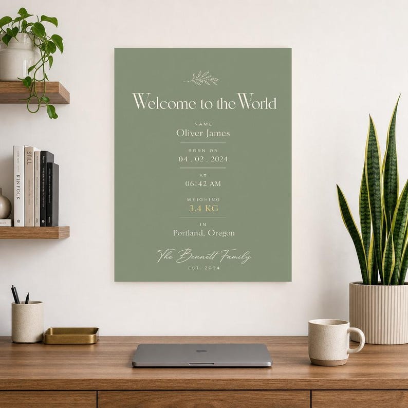 Welcome to the World Baby Wall Art Print | Personalized Birth Stats Print | New Baby Nursery Poster | Custom Birth Announcement Gift image 8