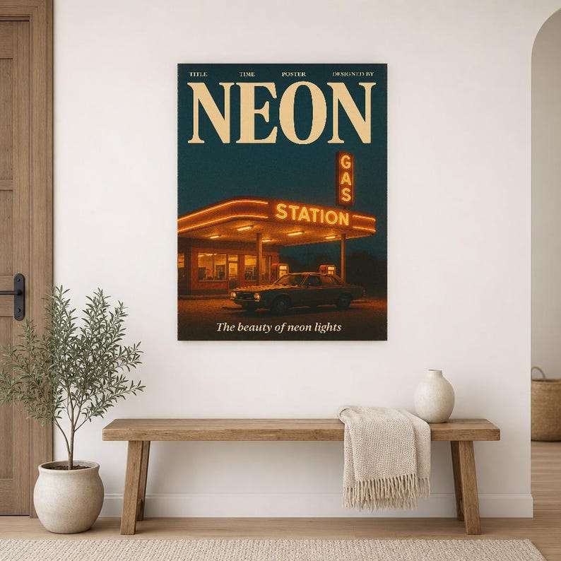 Póster retro de neón | Impresión de arte de pared vintage de los años 70 | Impresión de revista estética ? Regalo de decoración retro de med imagen 16