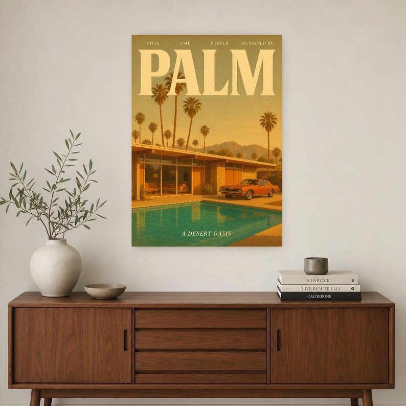 Palm Retro Poster | Vintage 70s Wall Art Print | Aesthetic Magazine Print | Mid Century Retro Decor Gift image 3
