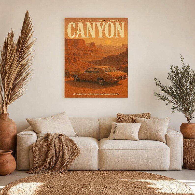 Canyon Retro Poster | Vintage 70s Wall Art Print | Aesthetic Magazine Print | Mid Century Retro Decor Gift image 8