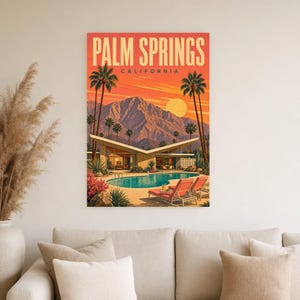 Palm Springs Travel Poster | Vintage 1950s Desert Modern Print | California Wall Art Print | Mid Century City Decor image 3