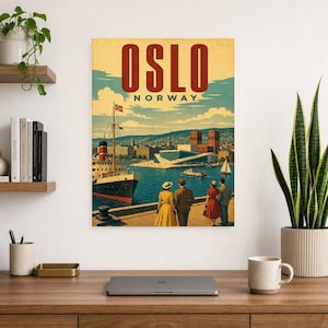 Oslo Travel Poster | Vintage Fjord Print | Norway Wall Art | Printed & Shipped image 8