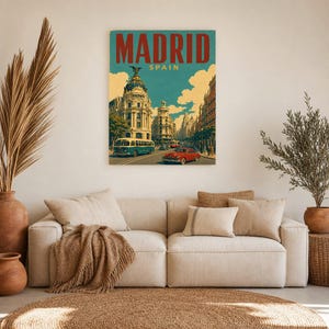 Póster de viaje de Madrid | Lámina vintage de la Gran Vía | Decoración de pared de España | Impreso y enviado imagen 7