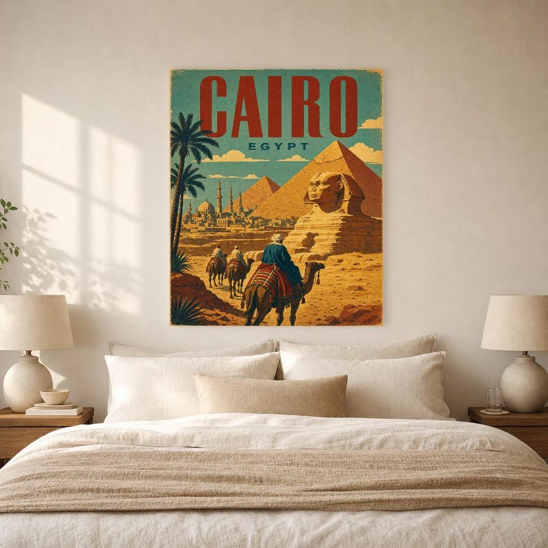 Kairo-Reiseposter | Vintage-Pyramiden-Druck | Ägyptische Wandkunst | Gedruckt & Versand Bild 6