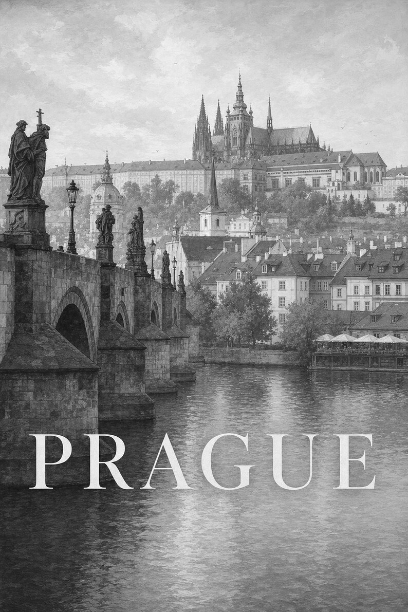 Póster de viaje de Praga | Pintura suave de la República Checa | Lámina artística con nombre de ciudad | Impreso y enviado imagen 10
