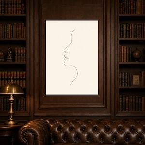 One Line Woman Face Wall Art Print | Minimalist Line Art Print | Abstract Female Profile Poster | Ivory Bedroom Decor | Line Drawing image 5