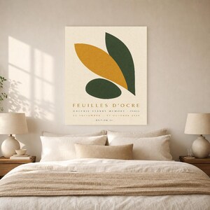 Ocher Leaves | Abstract Wall Art | Modern Gallery Poster | Ocher and Green Minimalist Print | Printed & Shipped image 6