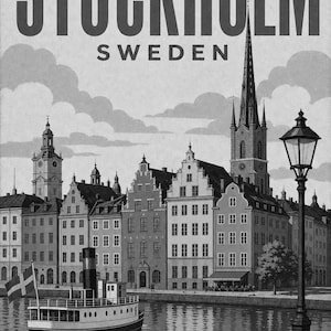 Stockholm Travel Poster | Vintage Old Town Print | Sweden Wall Art | Printed & Shipped image 10