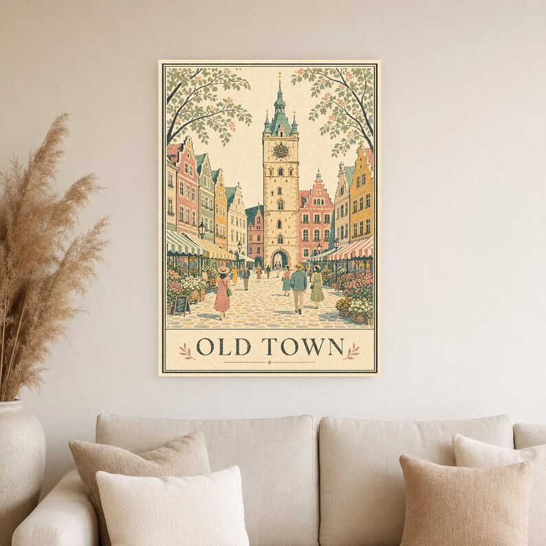 Cream Vintage Travel Wall Art Set | European City Poster | Gallery Wall Print image 4