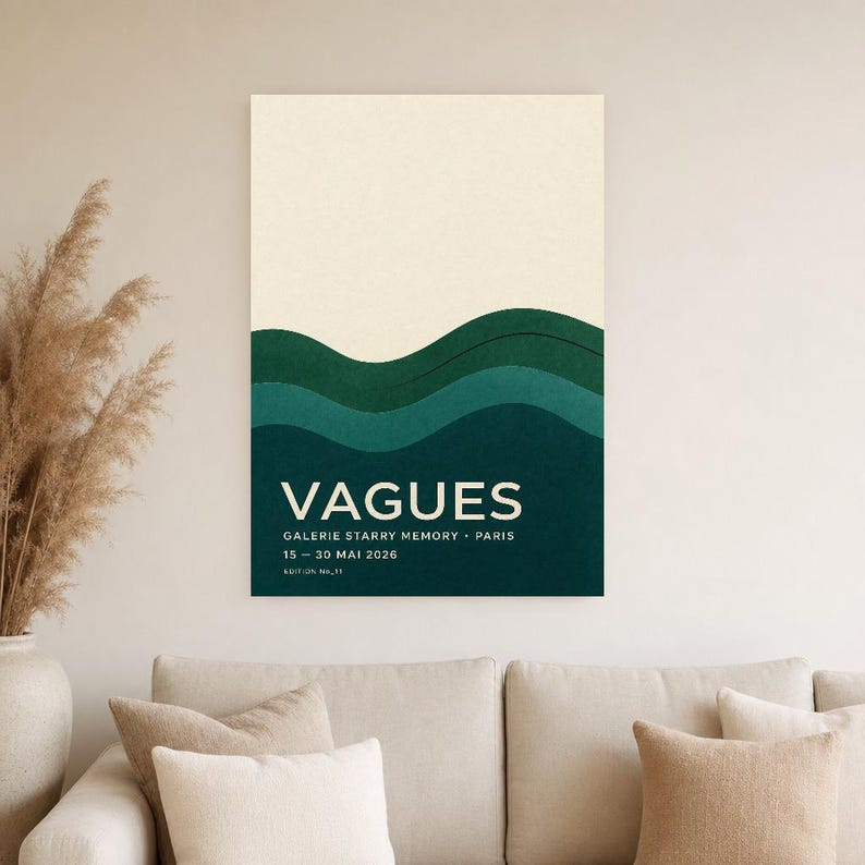 Waves | Abstract Wall Art | Modern Gallery Poster | Minimalist Print | Printed & Shipped image 4