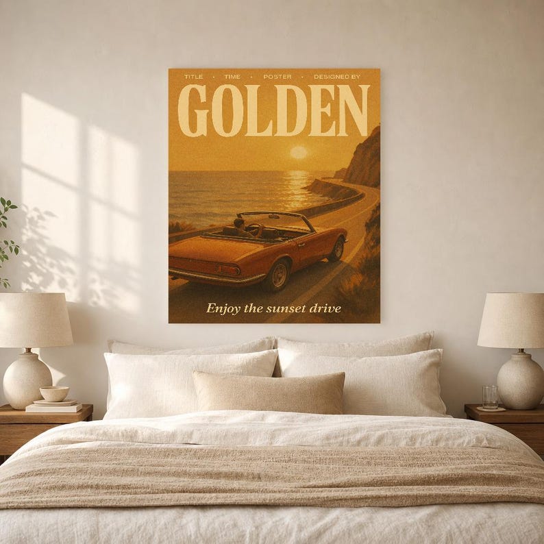Póster retro dorado | Impresión de arte de pared vintage de los años 70 | Impresión de revista estética ? Regalo de decoración retro de medi imagen 9