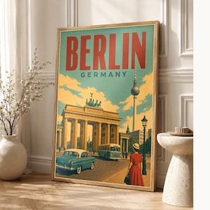 Berlin Travel Poster | Vintage Brandenburg Gate Print | Germany Wall Art | Printed & Shipped image 1