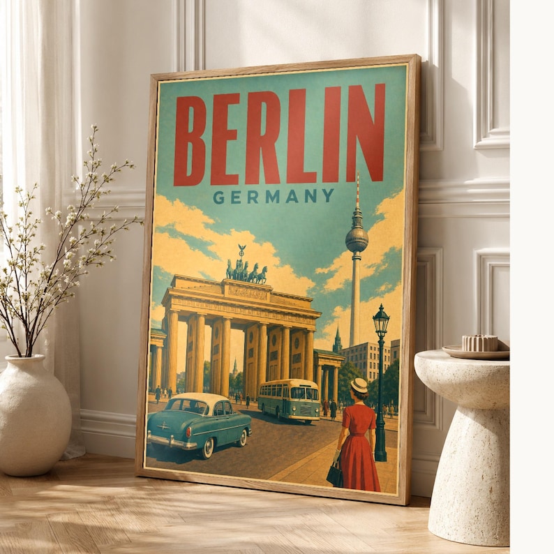 Berlin Travel Poster | Vintage Brandenburg Gate Print | Germany Wall Art | Printed & Shipped image 1