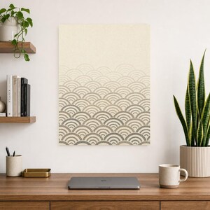 Set da parete neutro per la galleria Japandi Wall Art | Onde Seigaiha di salvia di sabbia | Stampa Wabi Sabi immagine 8