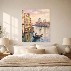 Venice Travel Poster | Soft Painting Italy Wall Art | Grand Canal Gondola Coastal Print | Printed & Shipped image 11
